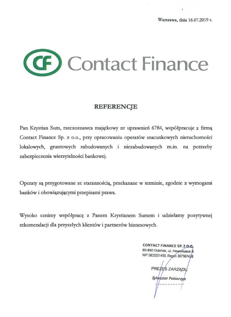 Referencje Contact Finance